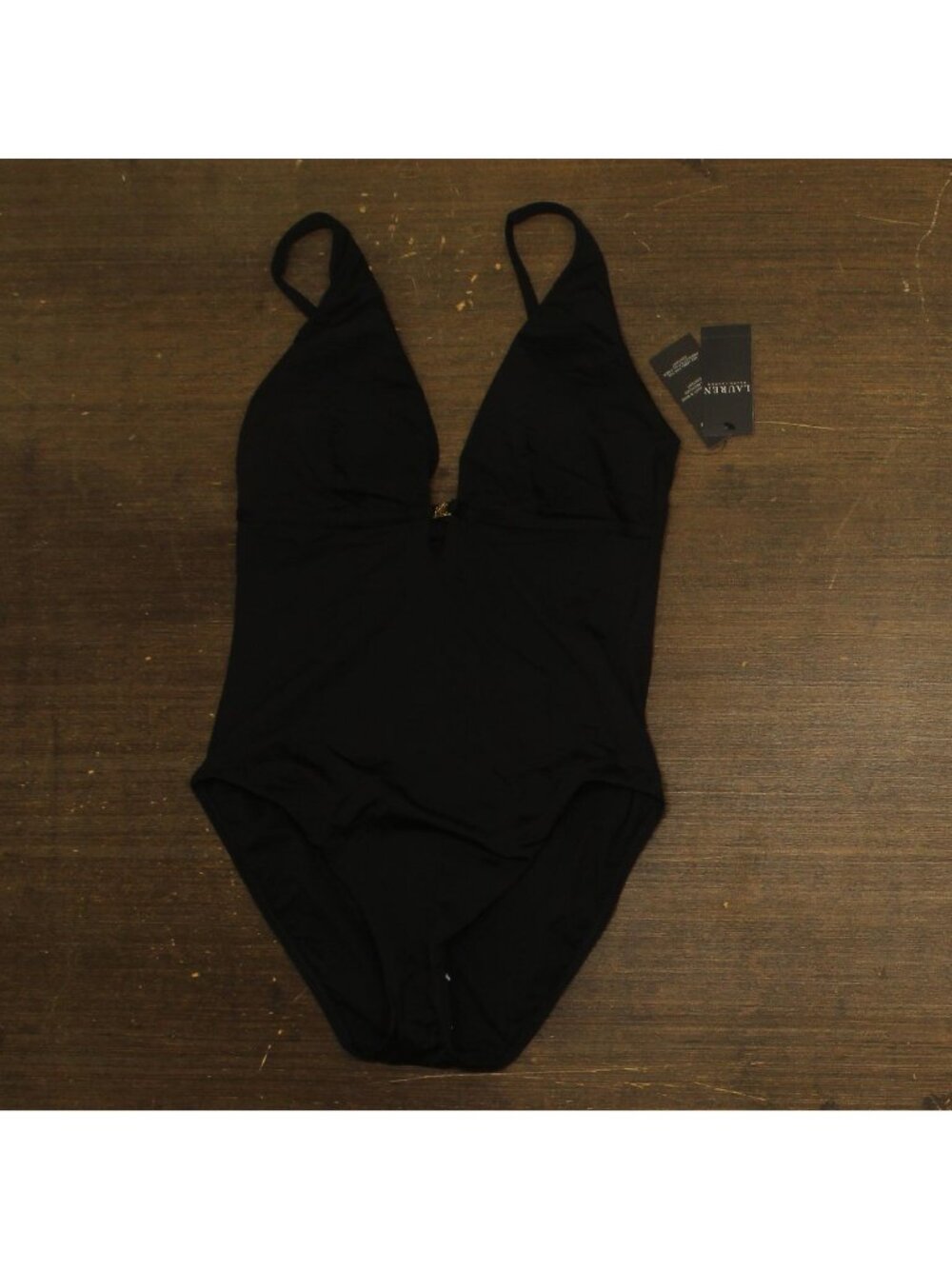 Lauren Ralph Lauren Womens Beach Club Solid Twist Underwire Swimsuit Black 12